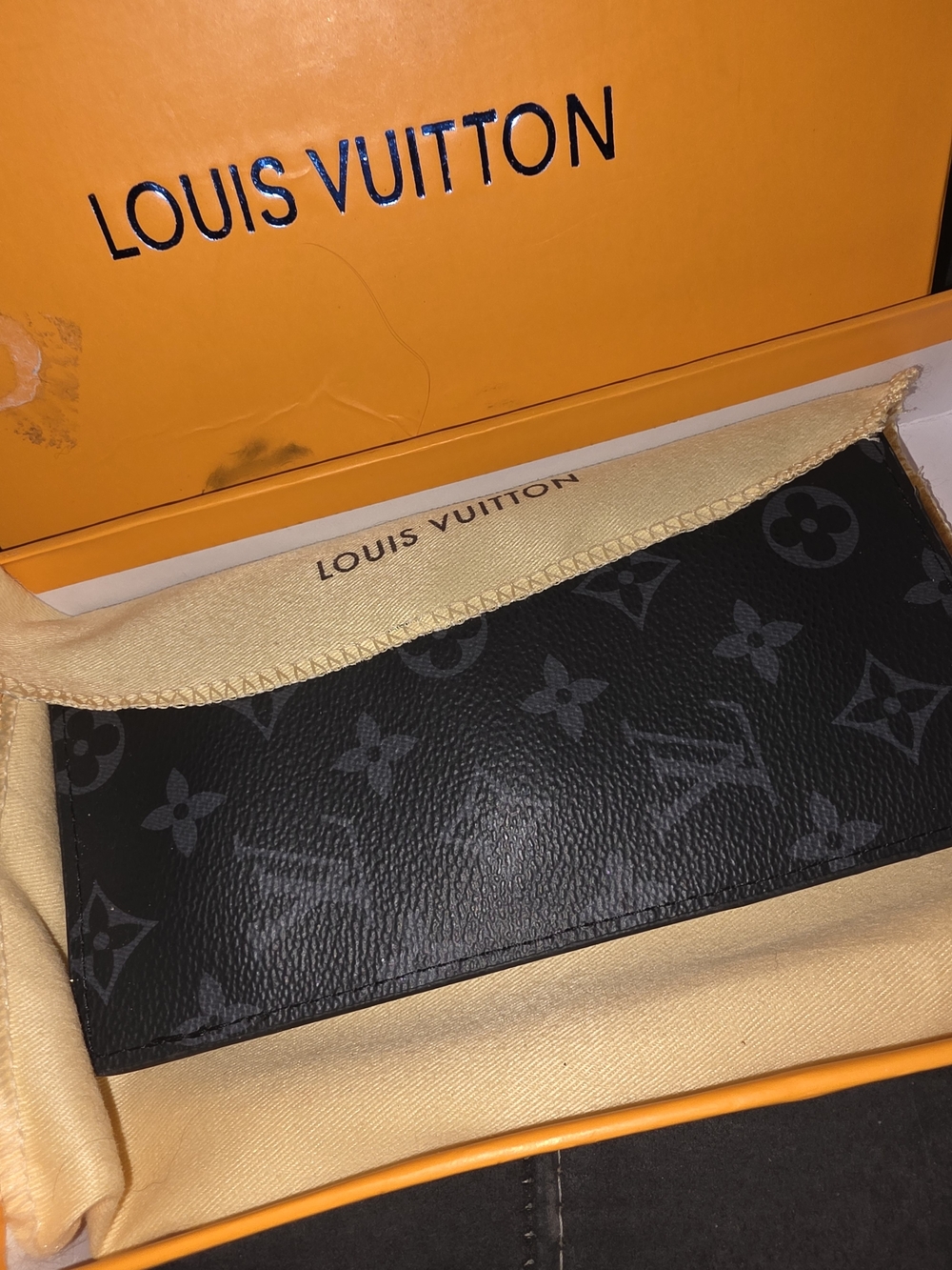 Louis Vuitton Black Textured Leather Long Wallet with Silver Zip